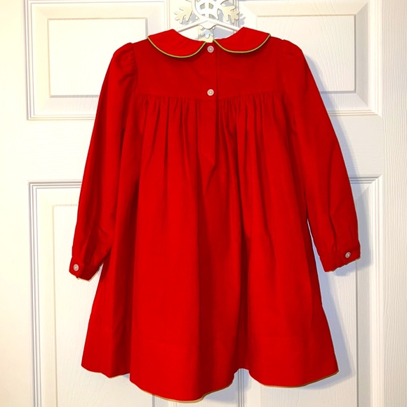 Mondays Child girls size 2 Christmas red corduroy dress with appliqué tree - Picture 2 of 3